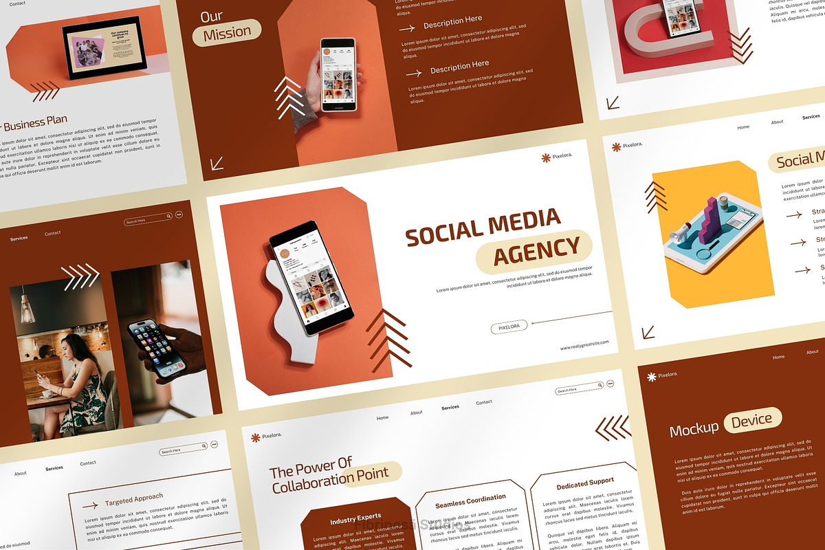 Pixelora Social Media Agency Keynote, a Presentation Template by FIBRINOSÄ (Photo 1 of 2)
