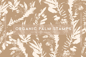 Organic Palm Stamps Vector Pattern