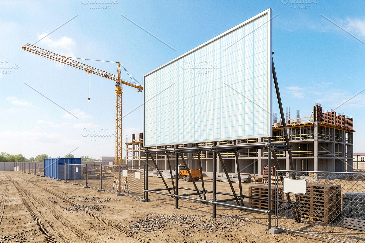 3 Construction Site Billboard Mockup, an Advertising Mockup by smishura (Photo 8 of 8)