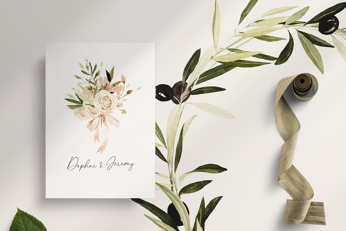 Watercolor Olive Green Flower, an Illustration by Beigetime (Photo 9 of 10)