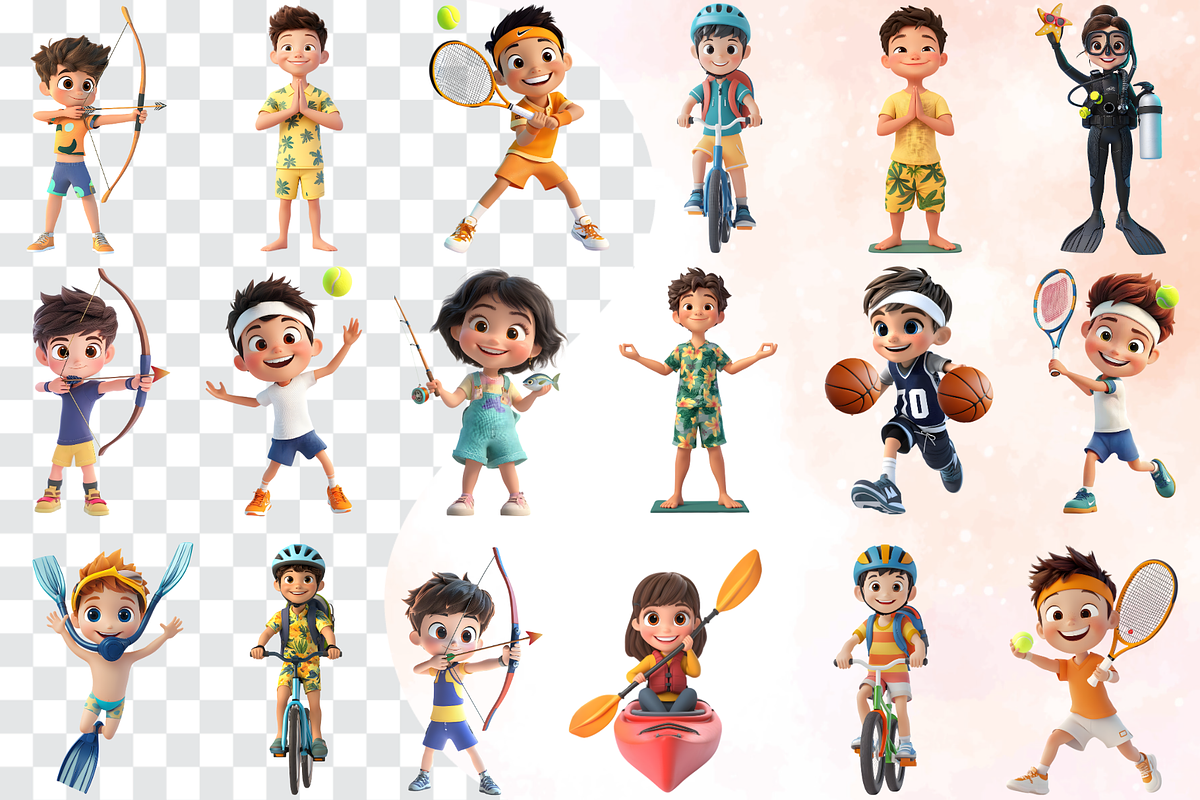 Cute 3D Summer Sport Characters, a Characters & Person 3D Model by Flourish Spark (Photo 3 of 9)