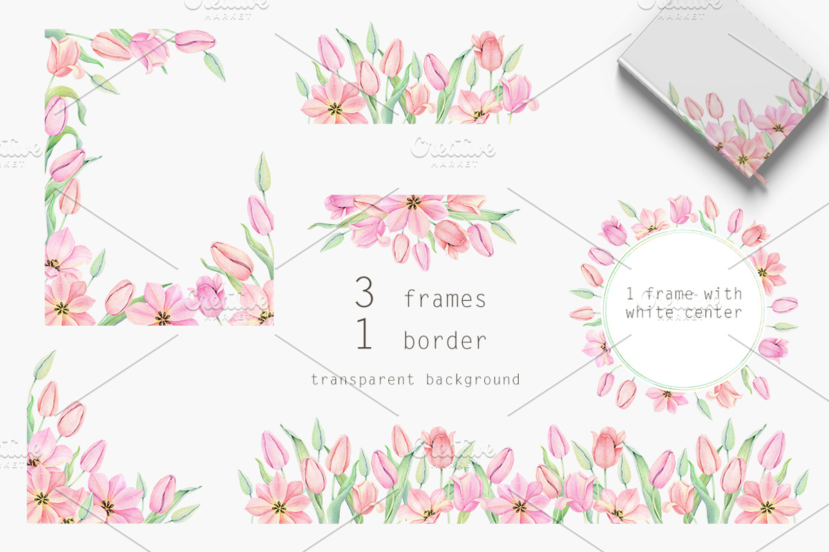 Pink Tulip Watercolor Clip Art, an Illustration by Daryartsy (Photo 3 of 6)