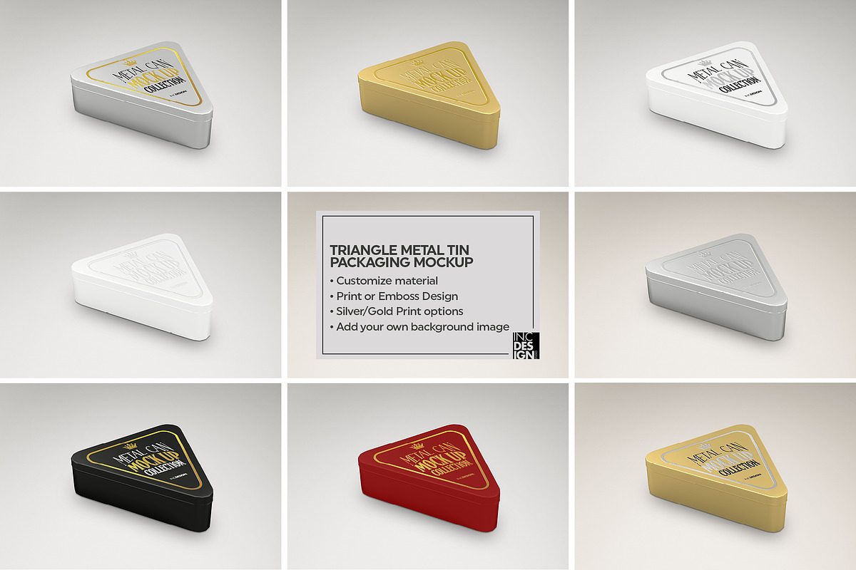 Triangle Metal Tin Mockup, a Cups & Container Mockup by INCDesign (Photo 2 of 6)