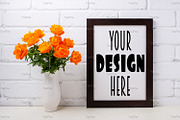 Frame mockup with orange globeflower, a Mockup by TasiPas (Thumbnail 2 of 4)