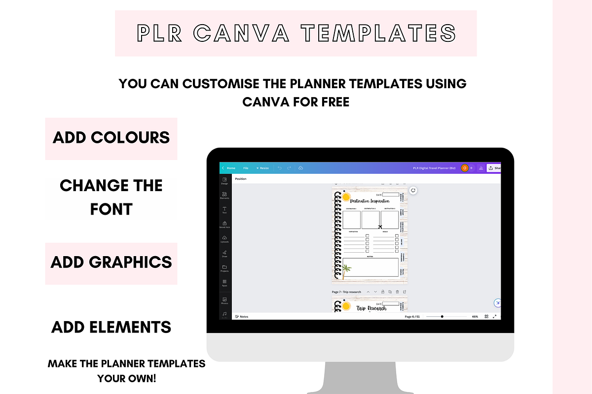 Canva Summer Travel Digital Planner, a Stationery Template by DigitalbossCreations (Photo 3 of 10)