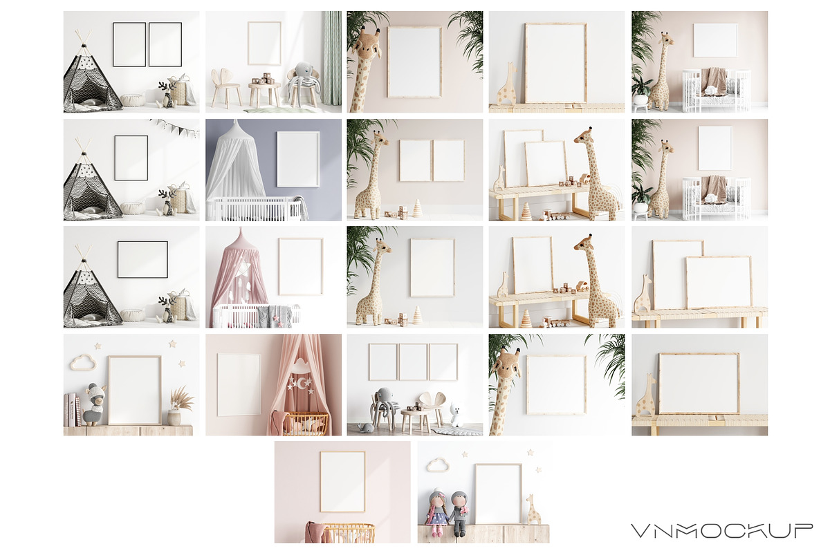 Kids Room Frame Bundle - 61 Mockups, a Print Template by VNmockup (Photo 11 of 16)