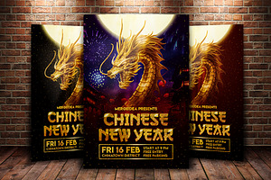 Chinese New Year Golden Dragon Flyer