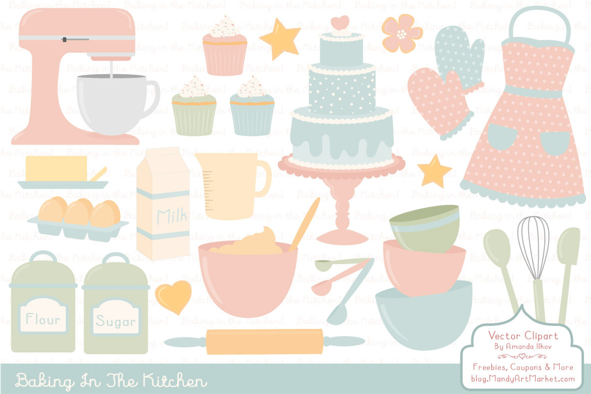 Soft Pastel Baking Clipart, an Illustration by Amanda Ilkov (Photo 1 of 4)