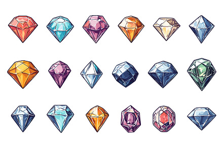 Diamonds Cartoon Icons Set, an Object Illustration by LadadikArt