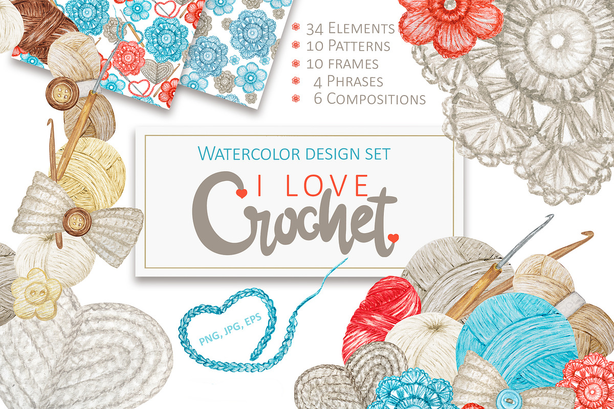 Crochet Knitting Watercolor logotype, an Object Graphic by svetlanaARTdreams (Photo 1 of 13)