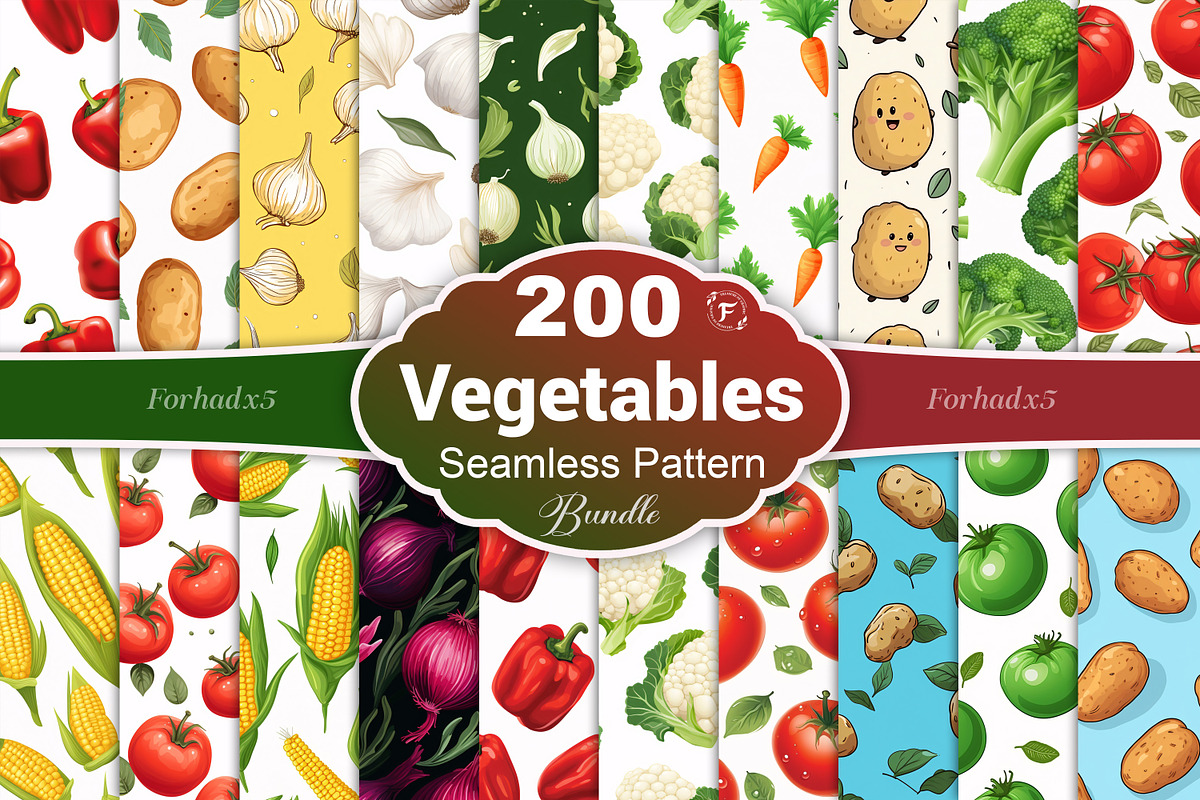Vegetables Pattern, a Pattern Graphic by Forhadx5 (Photo 1 of 12)