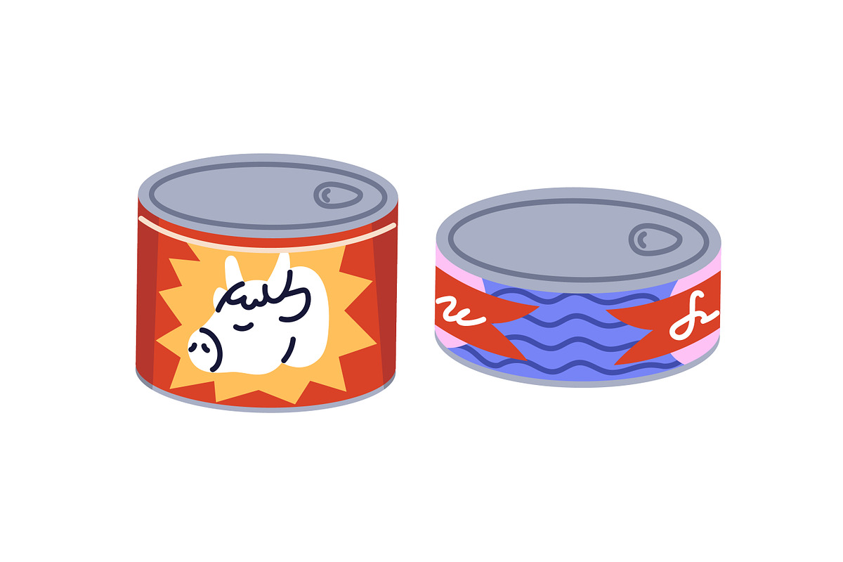 Food, drinks in metal tin cans set, a Food Illustration by Good Studio (Photo 5 of 7)