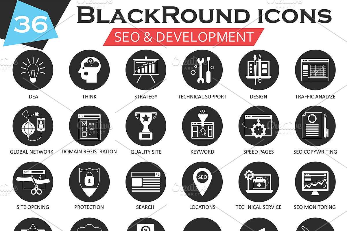 36 SEO & Development icons set., an Outline Icon by Lemberg Vector