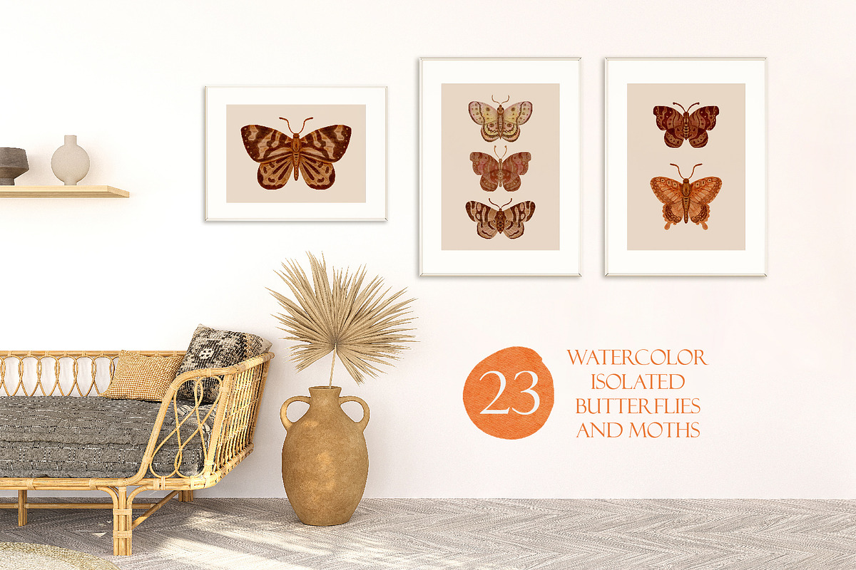 Watercolor Butterflies and Moths, an Object Graphic by Tiger and Flower (Photo 4 of 17)