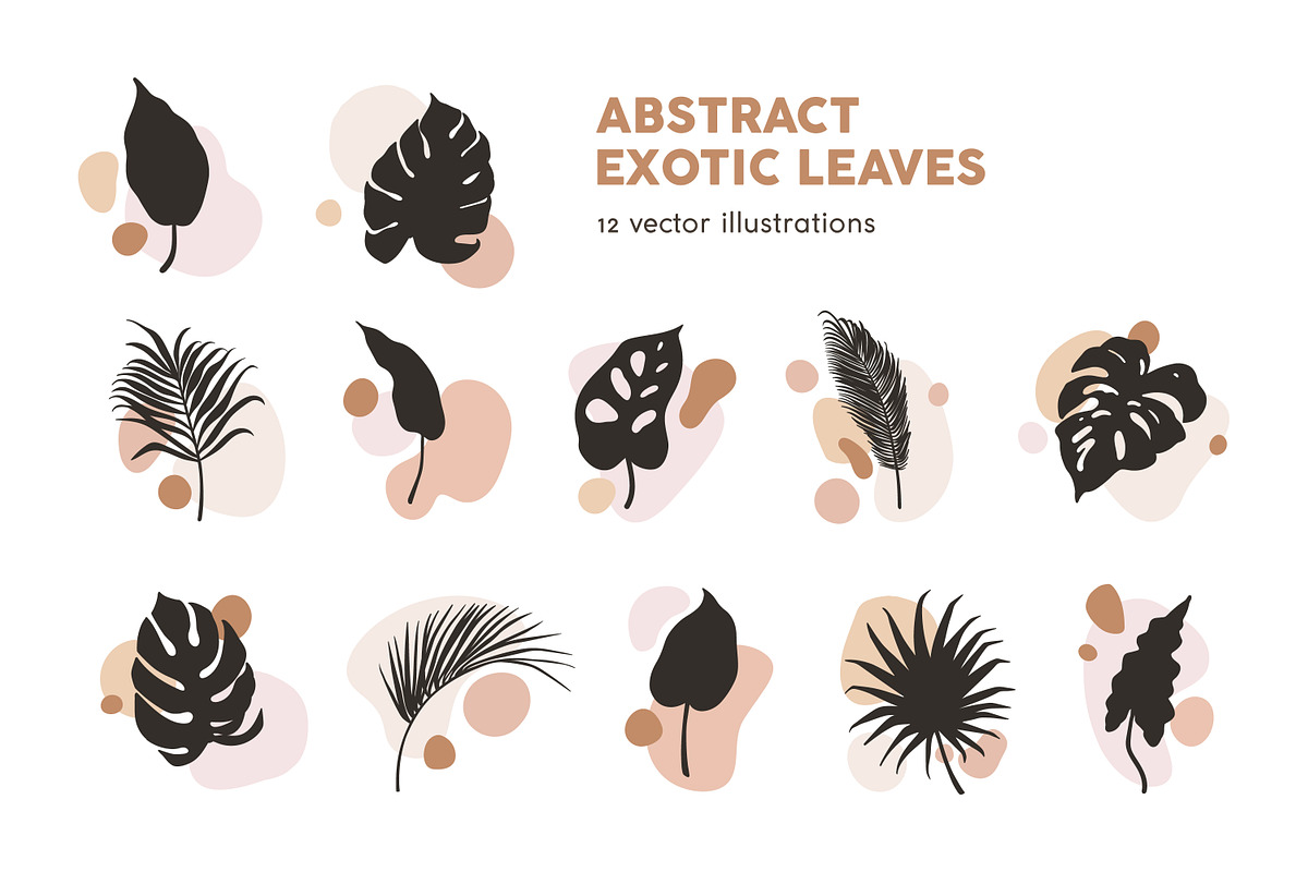 Exotic leaf and abstract shapes set, a Decorative Illustration by Good Studio (Photo 1 of 7)