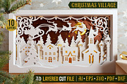 Christmas Village 3D Layered SVG Cut, an Illustration by pixaroma (Thumbnail 1 of 16)
