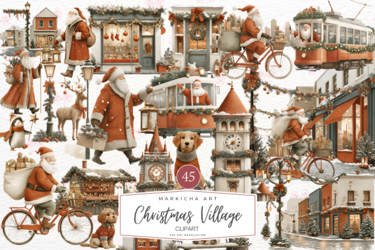 Christmas Village Clipart, a Graphic by Markicha Art (Photo 1 of 5)