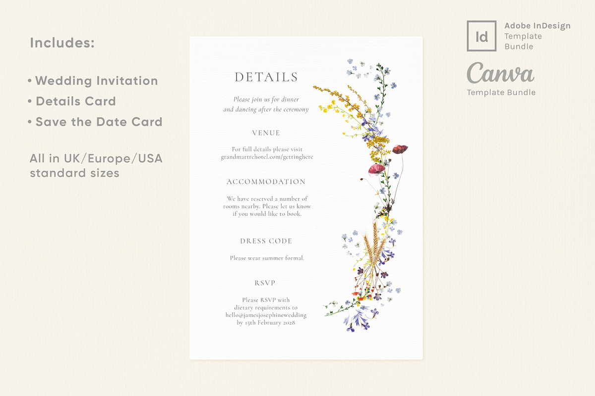 Vintage Floral Wedding Invite Bundle, an Invitation Template by Wedding Whippet (Photo 5 of 10)