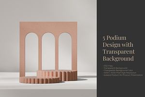 5 Podium with Transparent Background