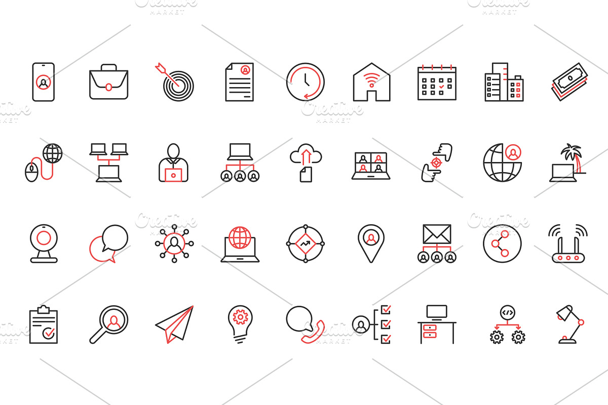 Freelance work home icons, a Technology Illustration by Lemberg Vector
