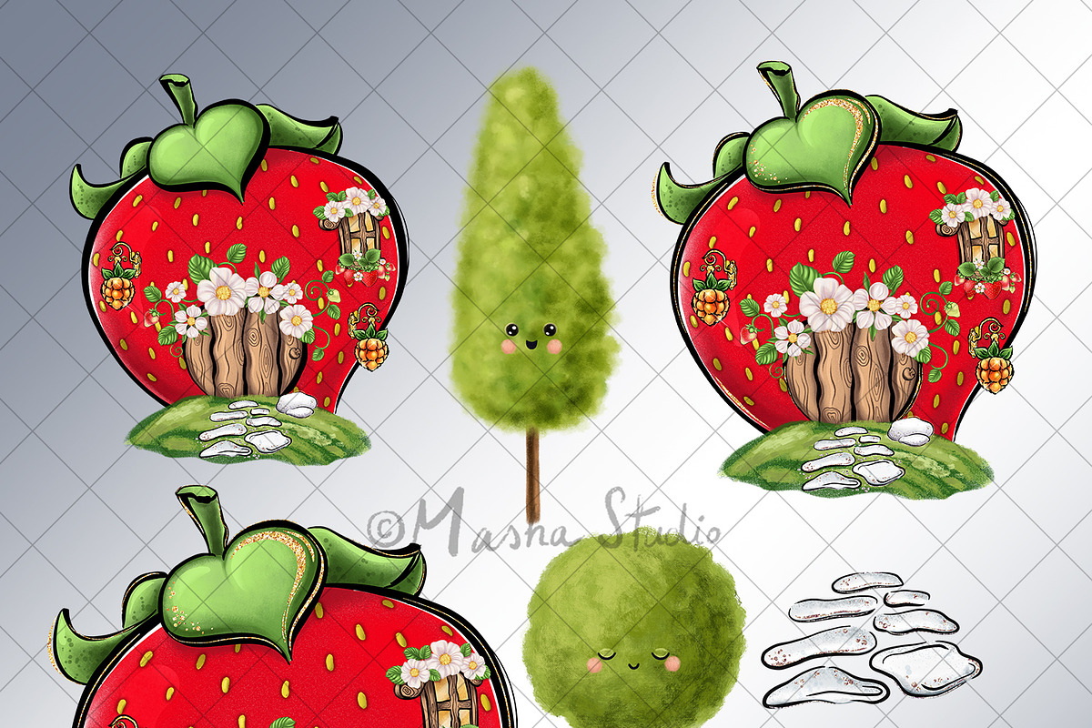 Strawberry Clipart, an Illustration by Masha  Studio (Photo 4 of 10)