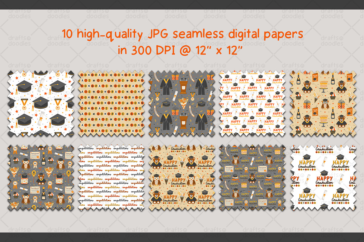 Graduation Clipart and Patterns, a Pattern Graphic by Drafts n Doodles (Photo 4 of 11)