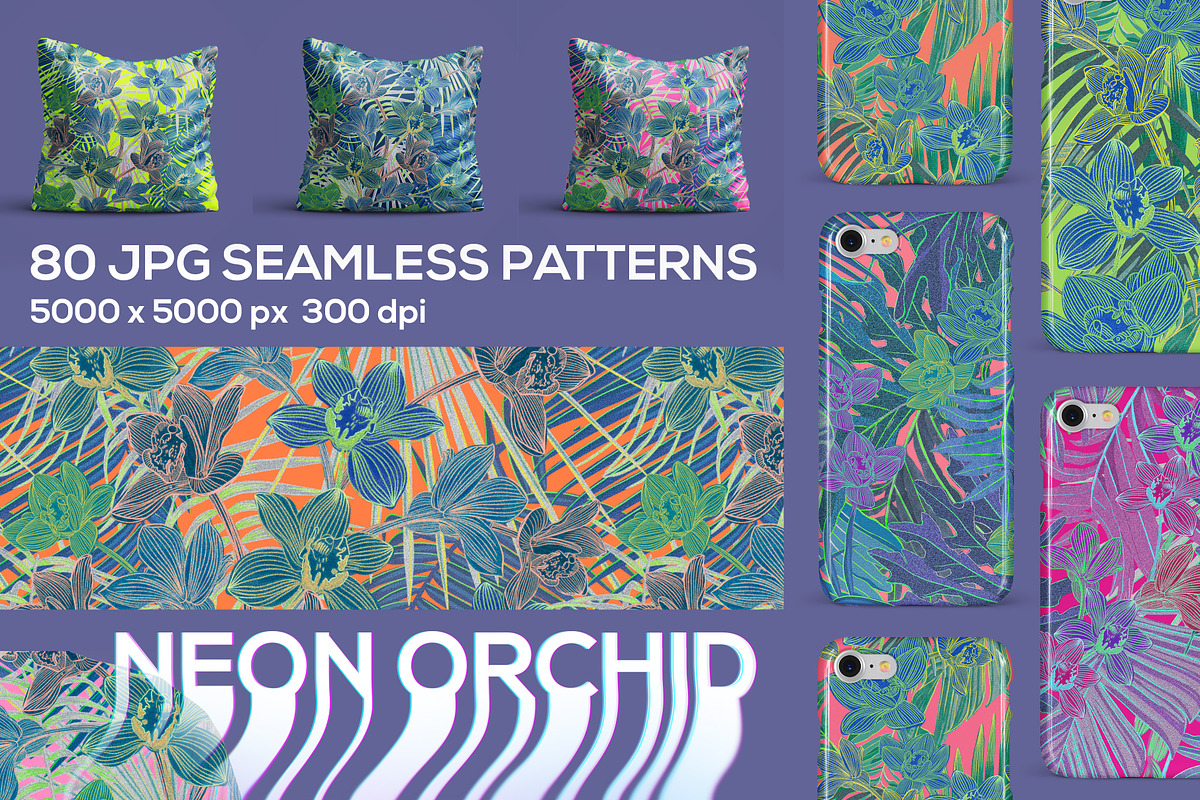 NEON ORCHID seamless patterns, a Pattern Graphic by ANAKOTO (Photo 2 of 18)