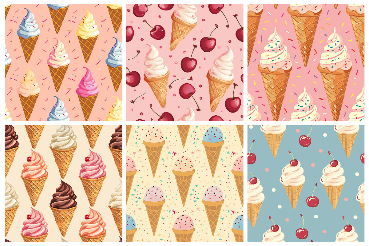 Summer Ice Cream Seamless Pattern, an Illustration by DreamArtGraphic (Photo 3 of 5)