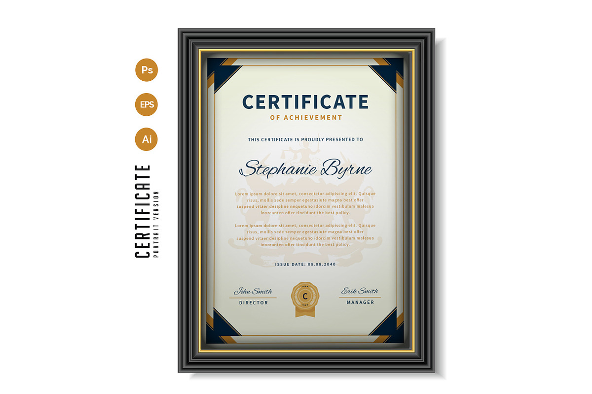 582. Modern Certificate Template, a Stationery Template by CreativeRezwan (Photo 3 of 3)