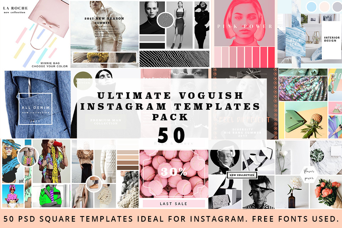 50 Voguish Instagram Pack, a Templates & Theme by IsikChic (Photo 1 of 6)