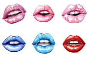Watercolor Cute Lips Clipart, an Illustration by DreamArtGraphic (Thumbnail 5 of 5)