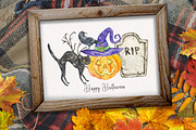 Watercolor Happy Halloween Clipart, a Seasonal Illustration by SvetaArtStore (Thumbnail 3 of 8)
