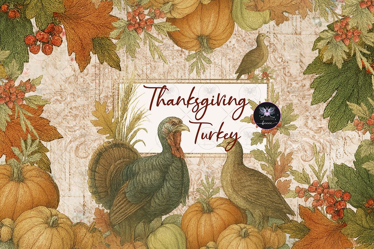 Thanksgiving Turkey Pumpkin Clipart, an Illustration by BigCakeBee (Photo 1 of 4)