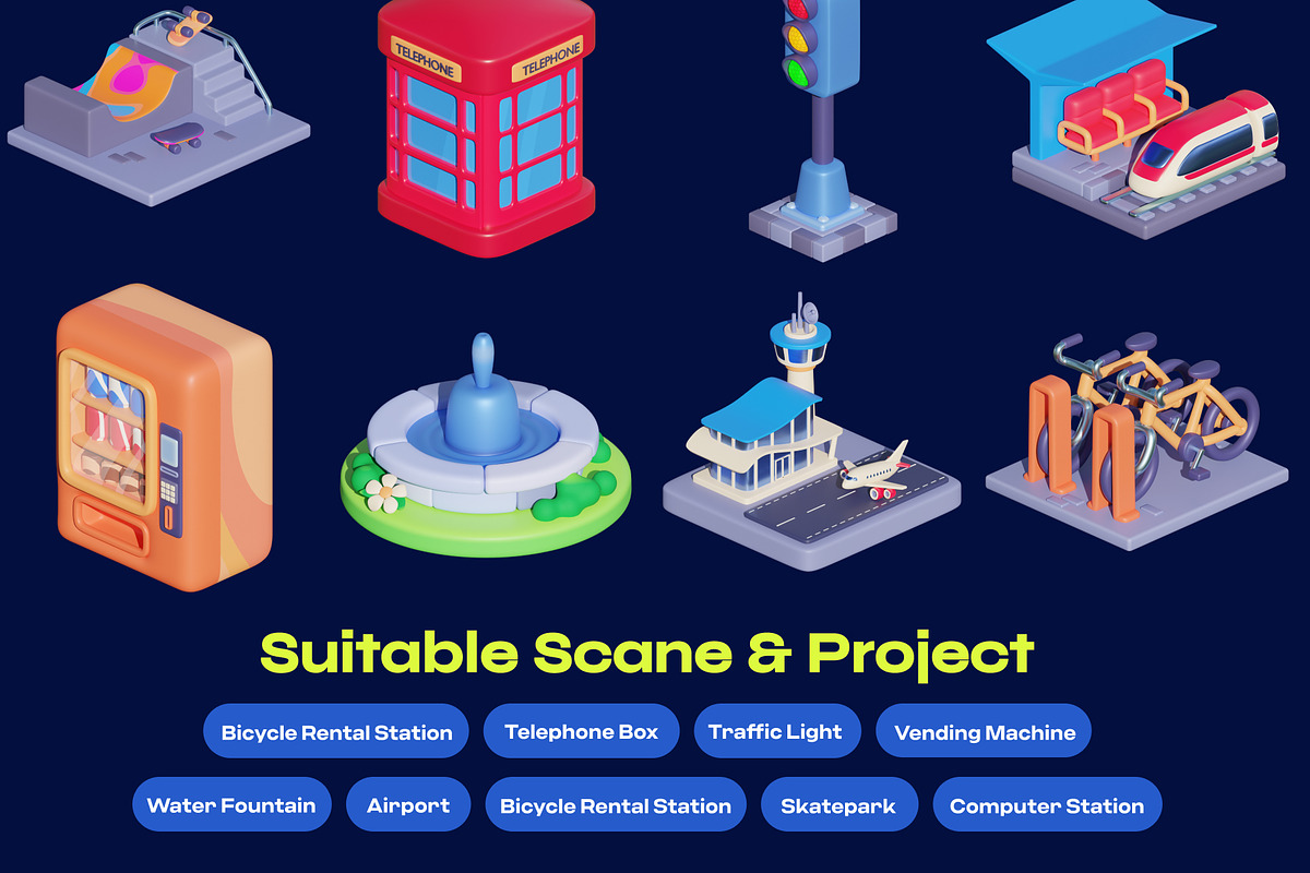 Public Facilities - Premium 3D Icon, an Environmental 3D Model by orenjidesign (Photo 4 of 8)