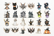 Watercolor Cute Halloween Cliparts =, an Illustration by Nicolle's Colorful Art (Thumbnail 2 of 7)