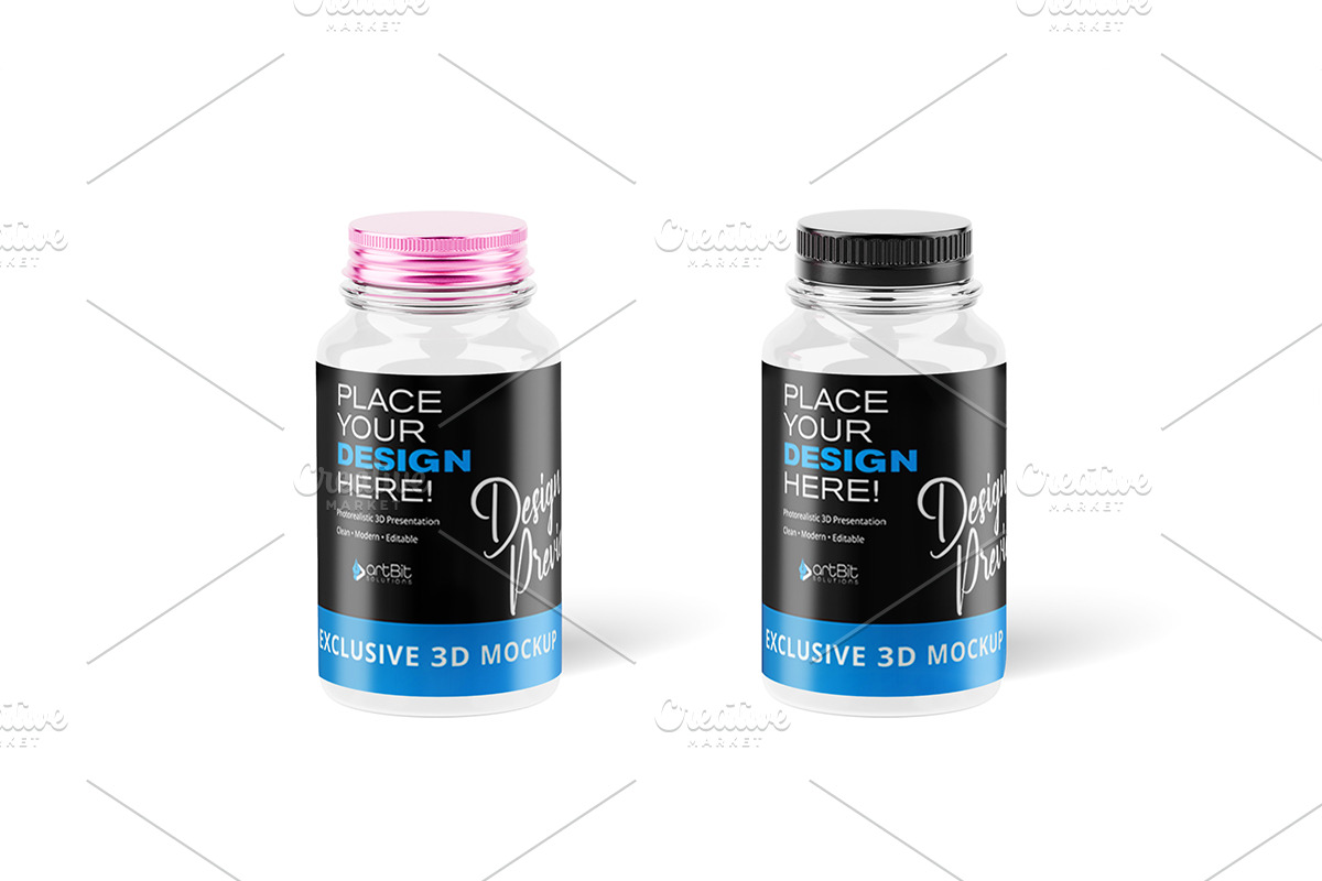 Plastic Jar with Screw Cap Mockup, a Packaging Mockup by artBit Design Studio (Photo 3 of 10)
