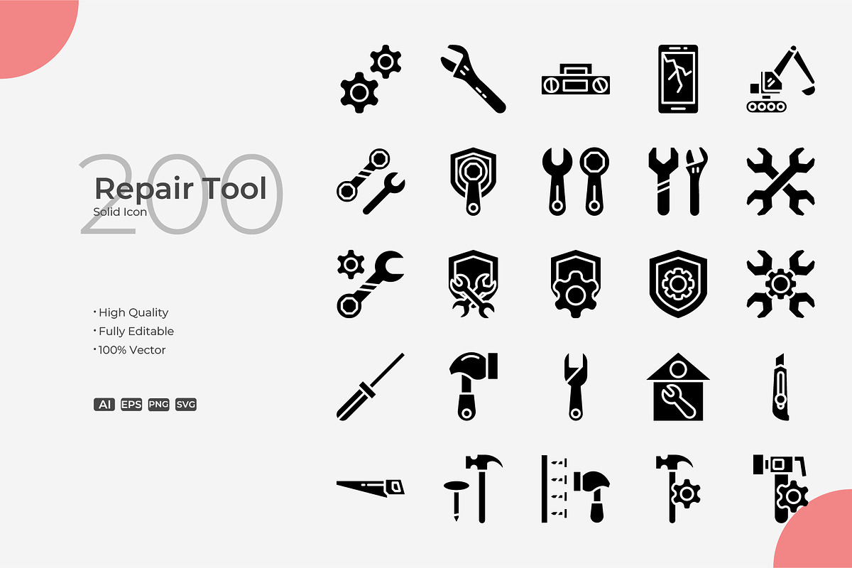 Repair Tool Solid Icons, a Solid Icon by Bloodline