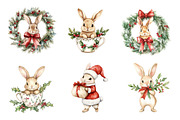 Christmas Bunny Clipart, an Illustration by Design Market (Thumbnail 2 of 4)