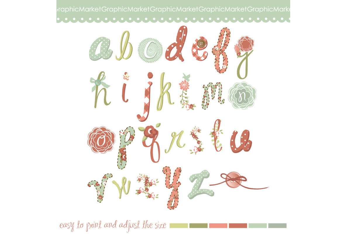 Hand drawn floral Alphabet, an Illustration by GraphicMarket