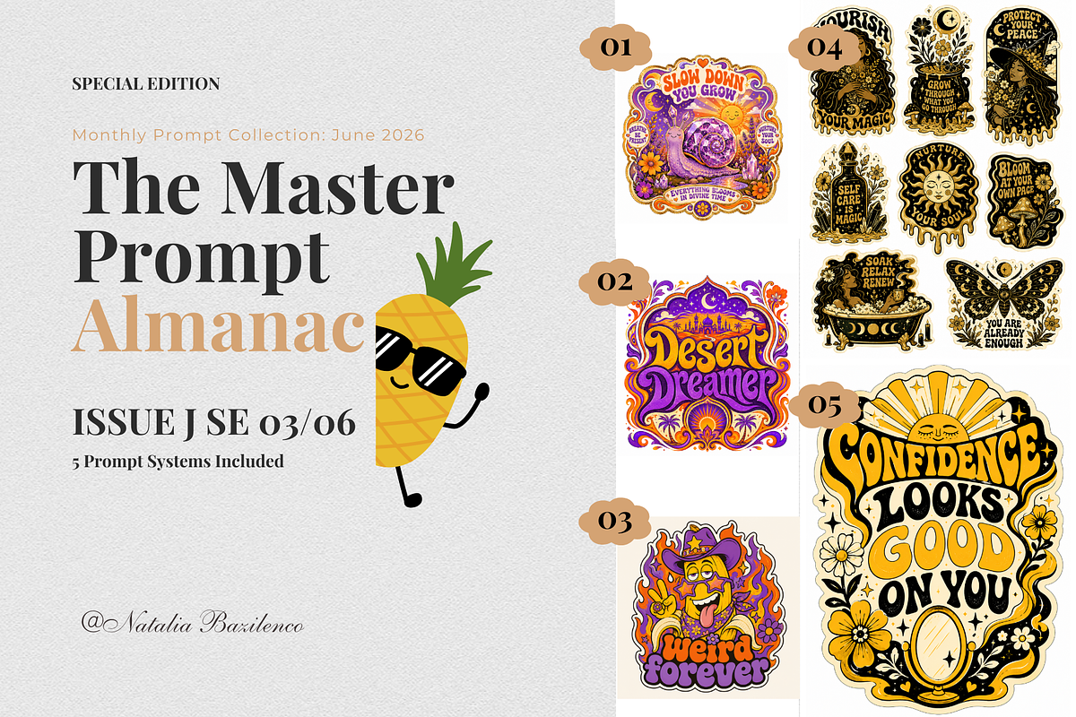 Retro Groovy Sticker T-Shirt Prompts, a Seasonal Illustration by Print Haven Mochi Vintage (Photo 1 of 8)