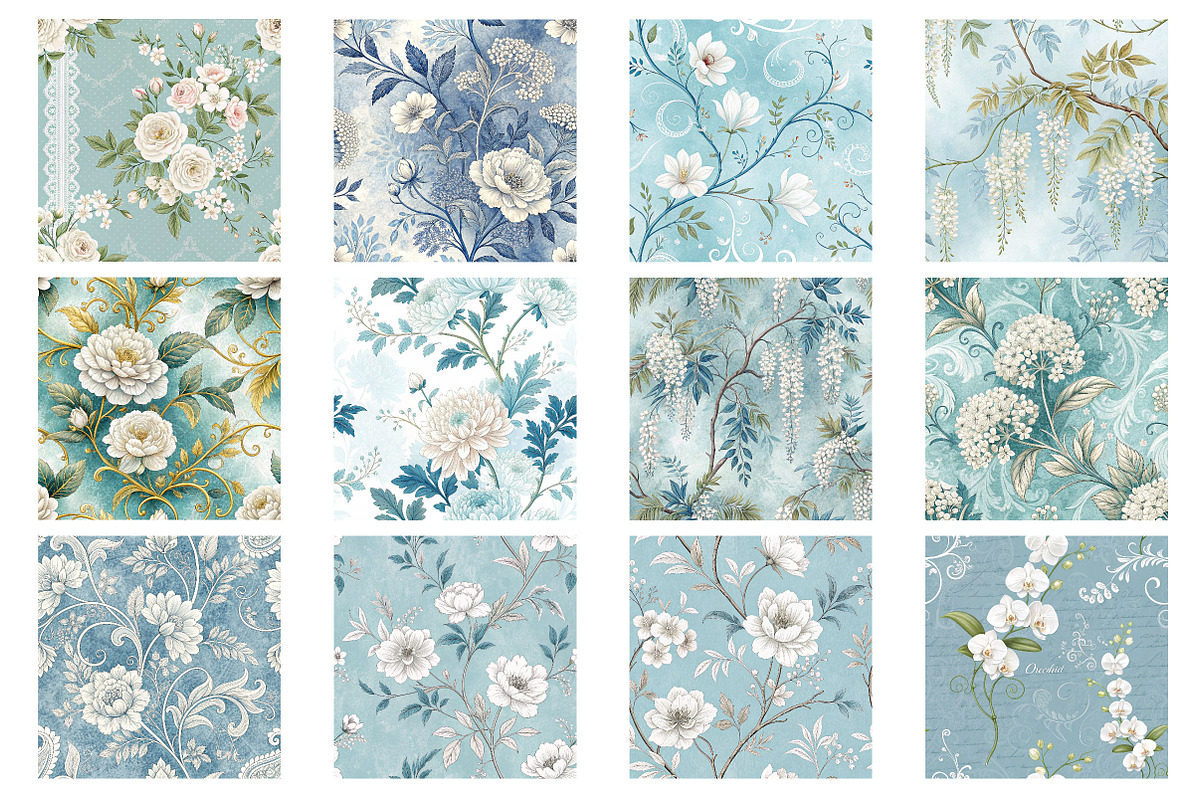 Blue White Floral Chinoiserie, a Pattern Graphic by Wow Magic (Photo 2 of 2)