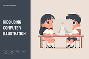 Kids Using Computer Illustration, a Person Illustration by Partikusi Design (Thumbnail 1 of 3)