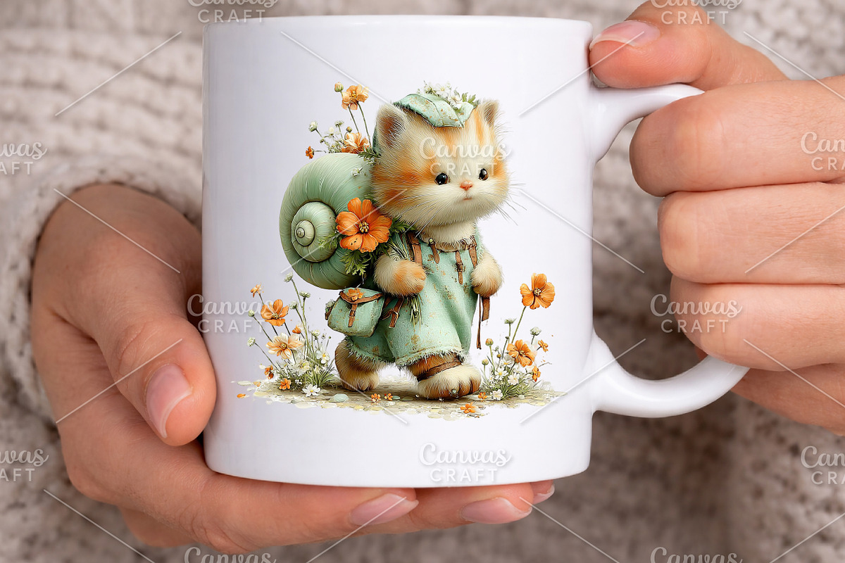 Whimsical Spring Cats Clipart Bundle, an Illustration by Canvas Craft (Photo 5 of 7)
