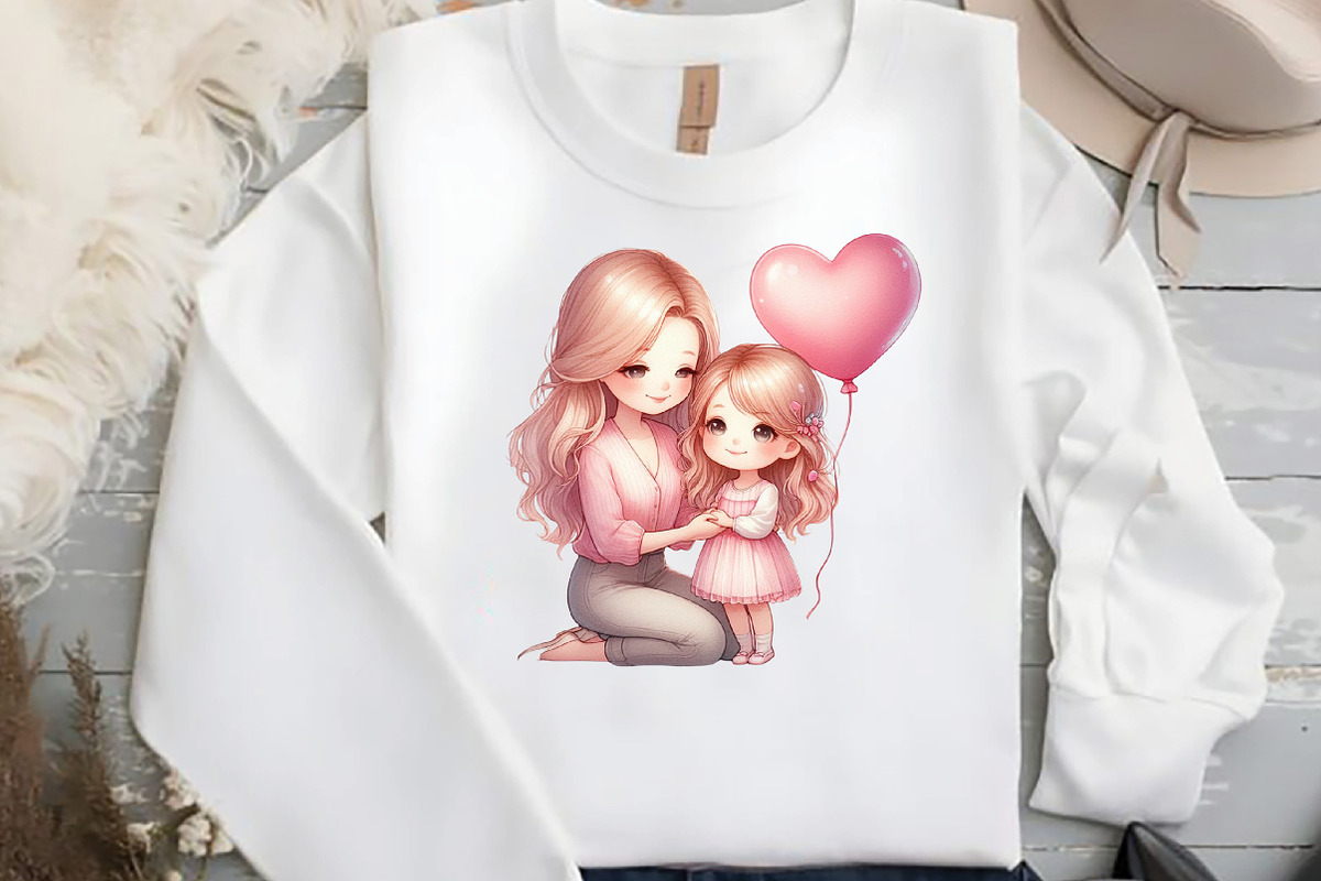 Mother's Day Clipart, Mum Daughter, an Illustration by DreamCafeArt (Photo 4 of 6)