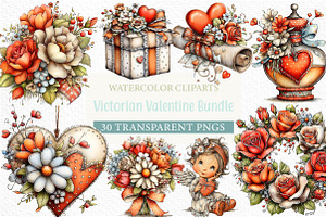 Victorian Valentine Bundle Clipart, an Illustration by Craft Nest