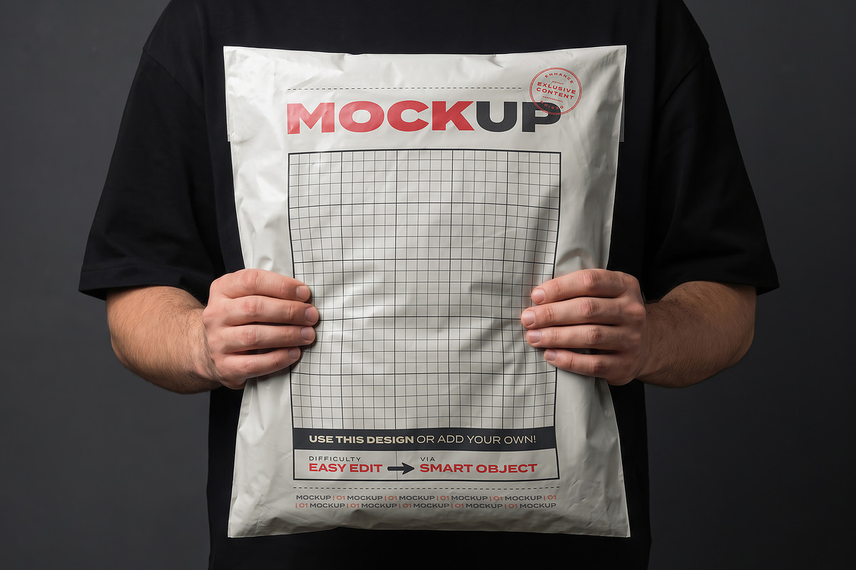Poly Mailer Plastic Bag Mockups, a Packaging Mockup by Luuqas Design (Photo 1 of 3)