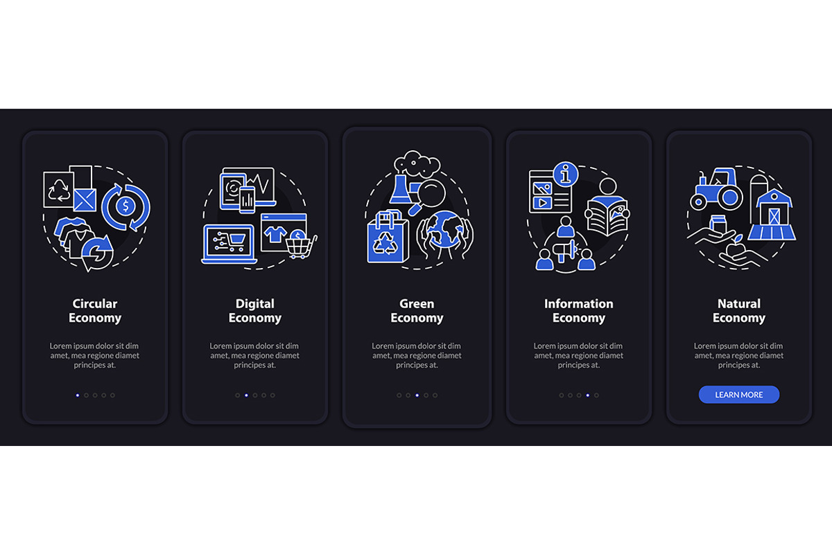 Economy models app screen pages, a Templates & Theme by IMG Visuals