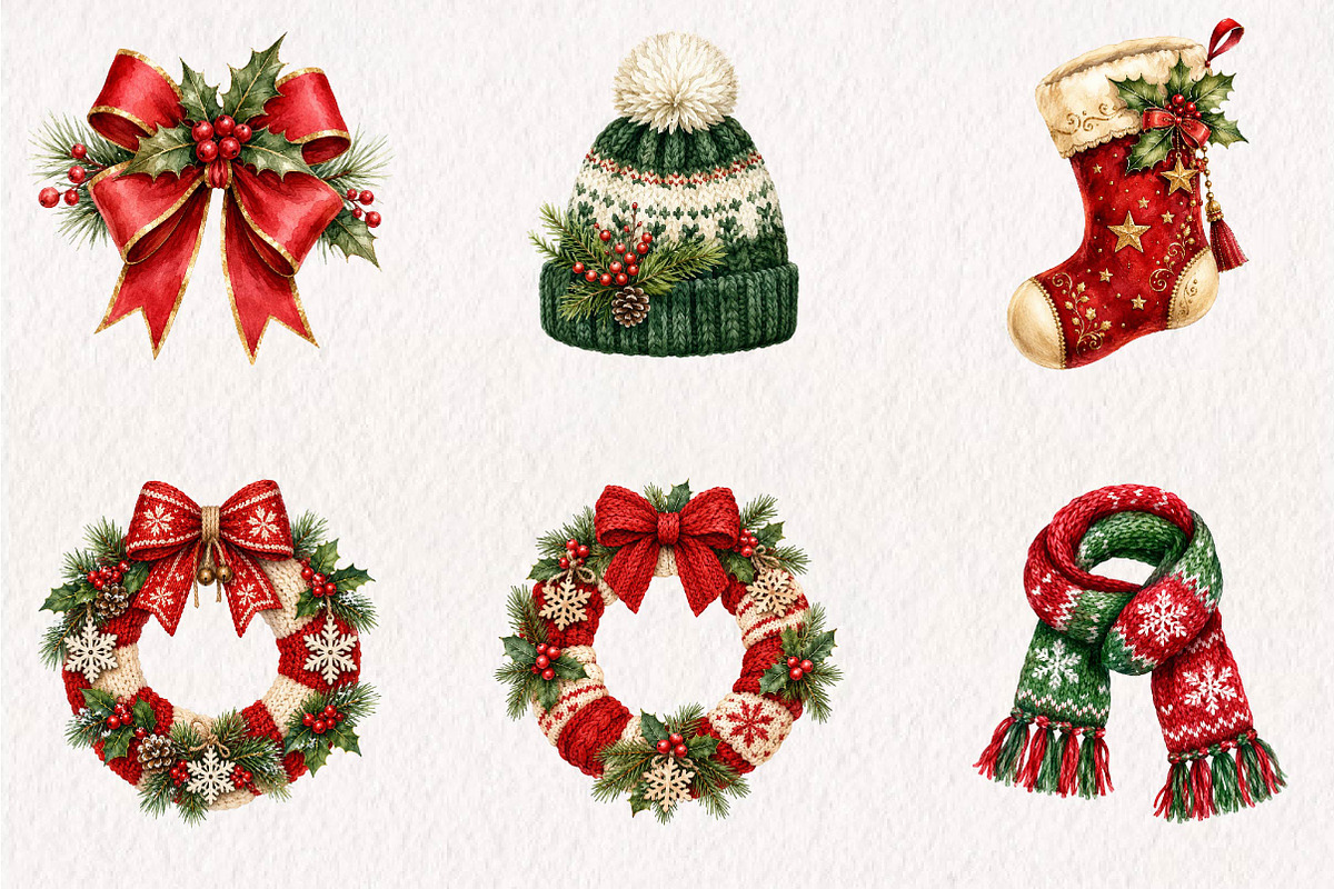 Christmas Winter Accessories Clipart, a Seasonal Illustration by CreationArt (Photo 3 of 6)