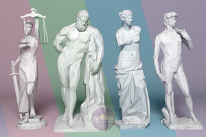 DIY Statue Set #1 3D model template