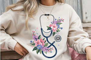 Floral Stethoscope PNG – Medical, an Illustration by iloveTemplate